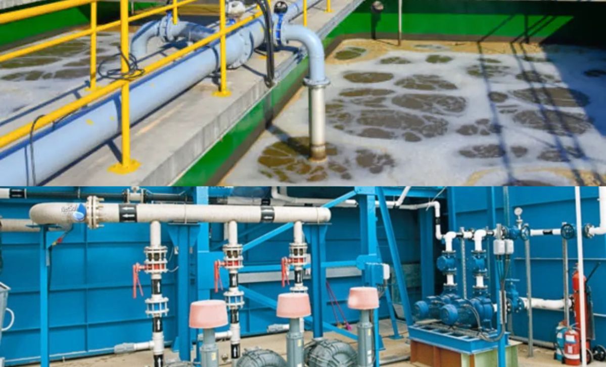 stp plant pipes and pump